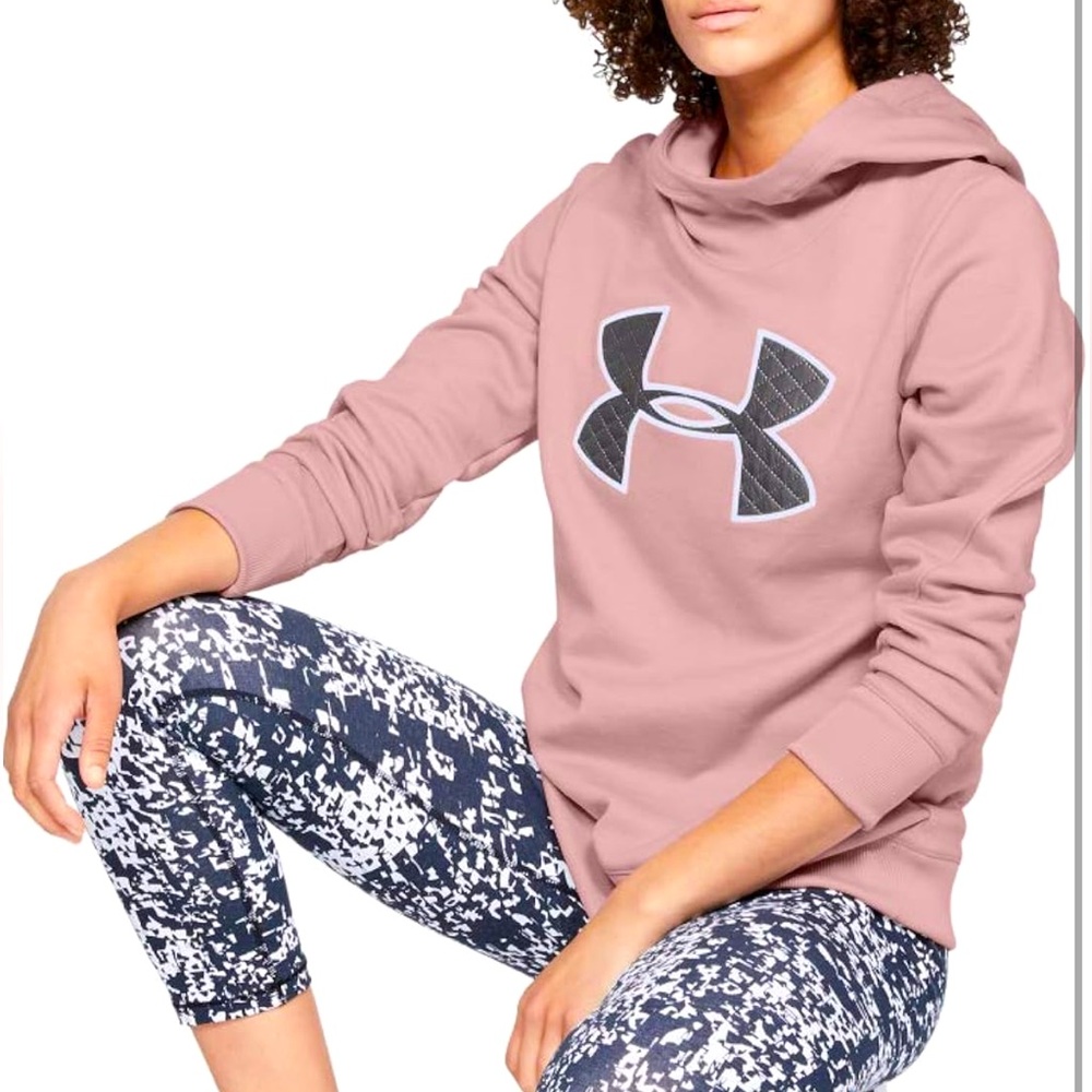 UNDER AMOUR WOMENS PINK LONG SLEEVE PULL ON HOODIE POLYESTER PULL ON. SZ M - Picture 1 of 12